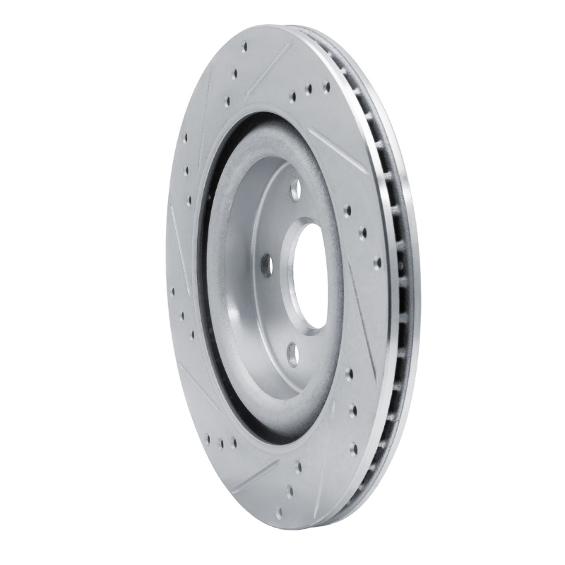 Jaguar S-Type Brake Rotor (1) - Rear Right - R1 Concepts - Drilled & Slotted - Silver - `06-`08